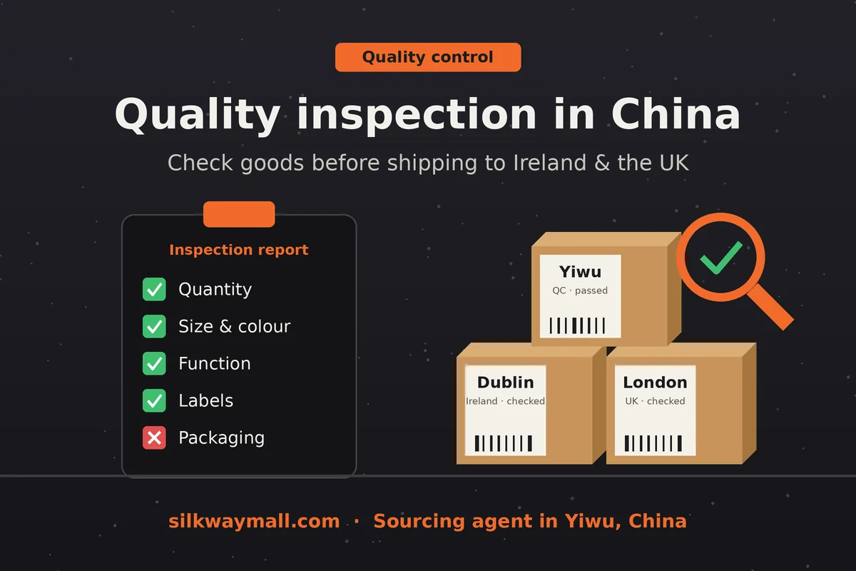 Quality inspection in China before shipping goods to Ireland and the UK